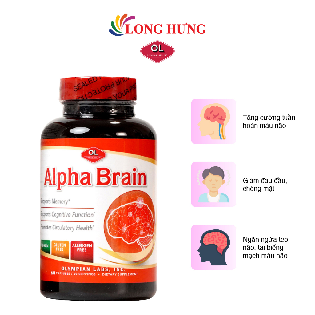 Viên uống Olympian Labs Alpha Brain hỗ trợ tăng cường tuần hoàn não (60 viên)