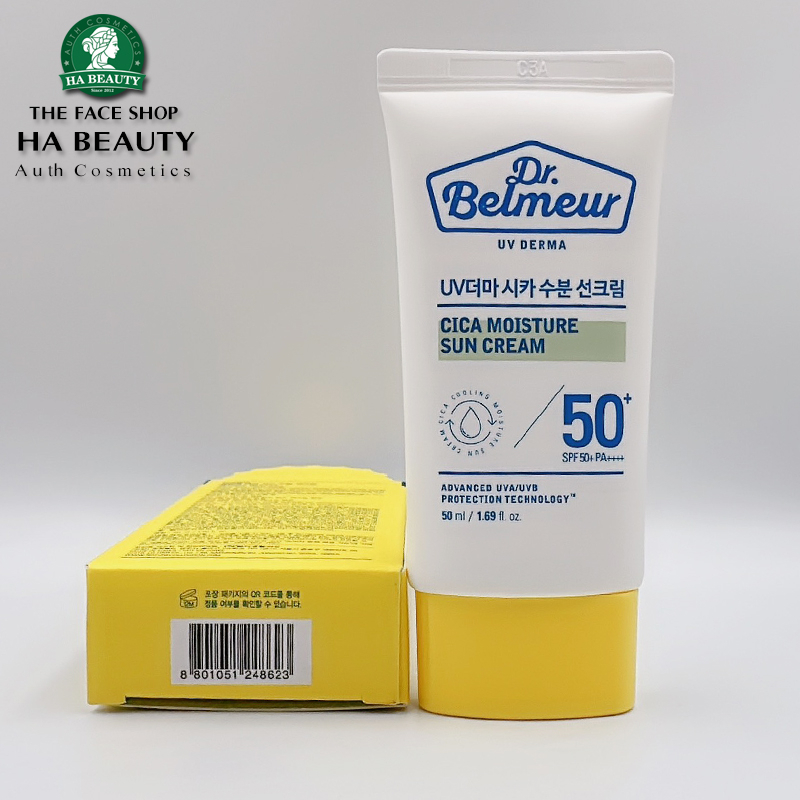 Kem chống nắng dưỡng ẩm dịu da The Face Shop DR BELMEUR CICA MOISTURE SUN CREAM SPF50+PA++++ 50ml