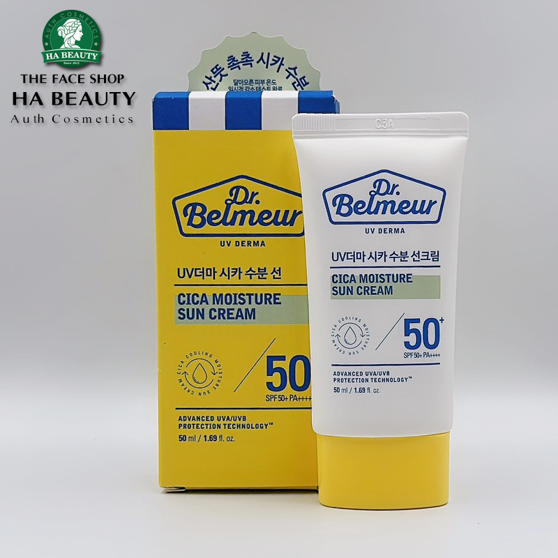 Kem chống nắng dưỡng ẩm dịu da The Face Shop DR BELMEUR CICA MOISTURE SUN CREAM SPF50+PA++++ 50ml