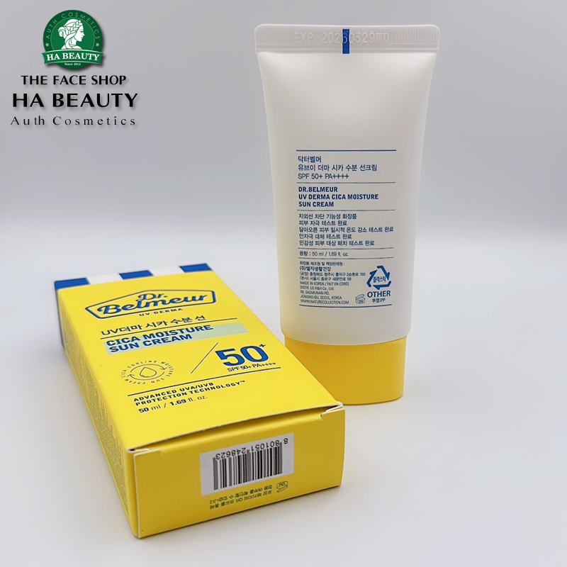 Kem chống nắng dưỡng ẩm dịu da The Face Shop DR BELMEUR CICA MOISTURE SUN CREAM SPF50+PA++++ 50ml