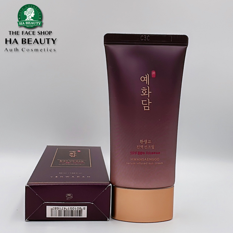 Kem chống nắng chống lão hóa The Face Shop dưỡng trắng da Yehwadam Hwansaenggo Serum Infused Sun Cream SPF50+PA+++ 50ml
