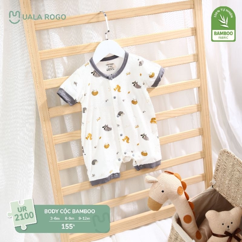 Body cộc tay cho bé, bodysuit ualarogo chất bamboo cực mát