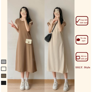 Váy pull tay hến chất tổ ong phối viền Saly - Vayphoivien262_P7K2