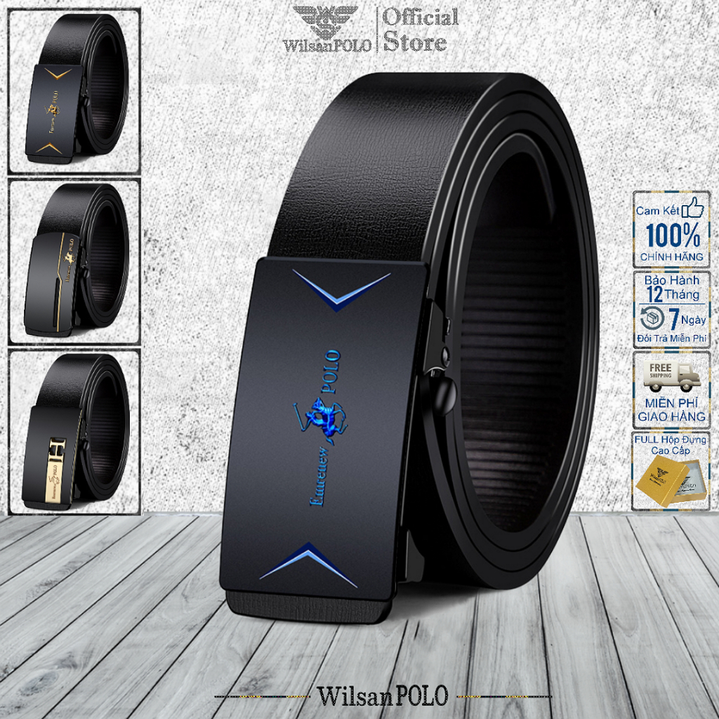 Thắt Lưng Nam Dây Lưng Da Bò cao cấp Wilsan POLO, Dây nịt nam bản nhỏ khóa tự động phong cách Hàn Quốc WS06