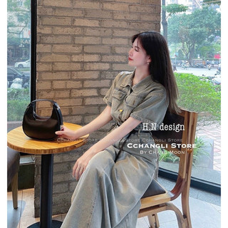 Váy jean dài kèm đai hot hit chang moon