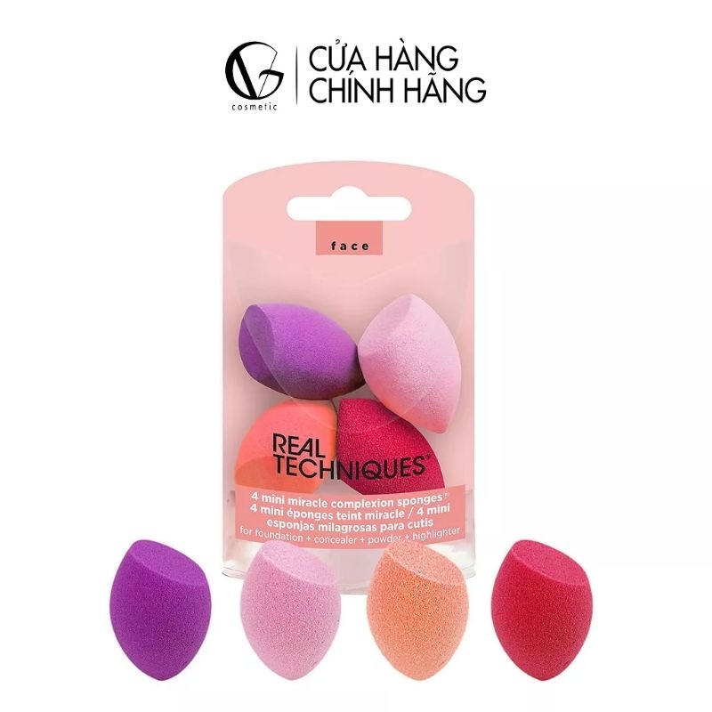 Mút Tán Kem Nền Trang Điểm Mini REAL TECHNIQUES set 4 cái