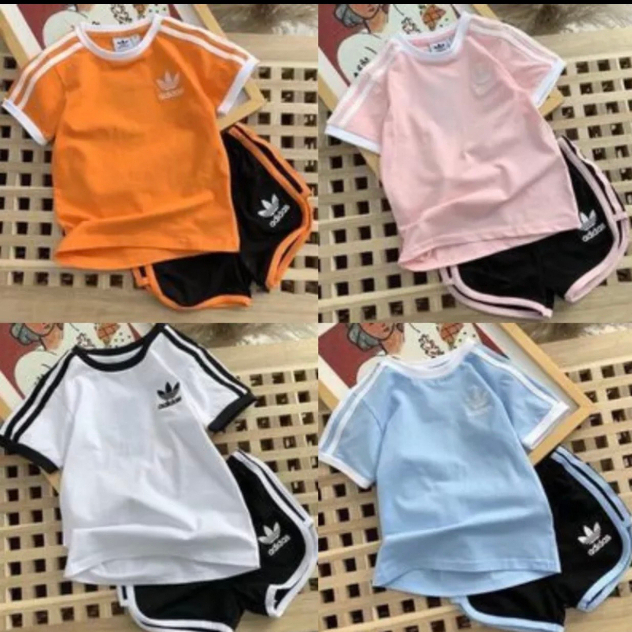 Bộ Cộc Tay Adidas Sunny Chất Vải Cotton Thoáng Mát Cho Bé Trai Bé Gái Từ 6Kg-32Kg Thời Trang Trẻ Em Anh Store