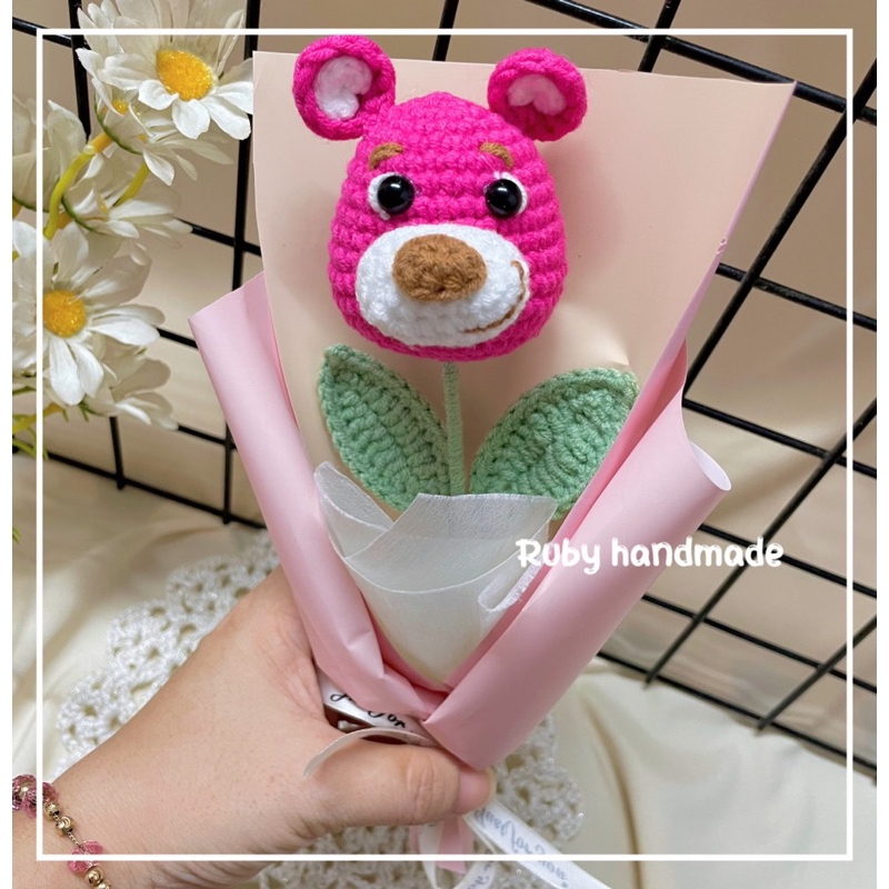 Bó hoa len heo vịt thỏ gấu thủ công đáng yêu làm quà tặng