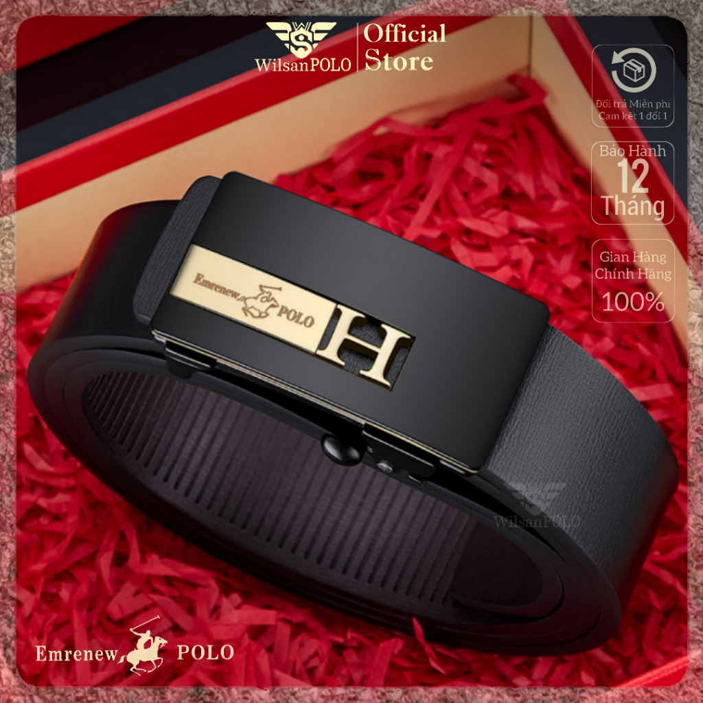 Thắt Lưng Nam Dây Lưng Da Bò cao cấp Wilsan POLO, Dây nịt nam bản nhỏ khóa tự động phong cách Hàn Quốc WS06