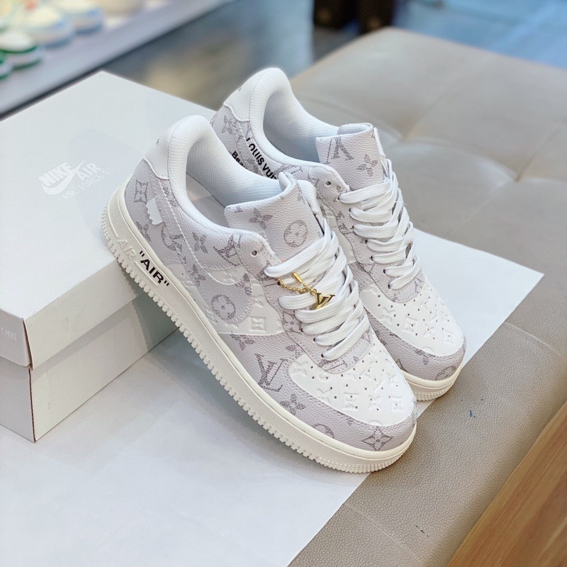Giày Nike_LV Xám Hàng Cao Cấp,Giày AF1 Louis Vuitton Bản Grey or Brown Hàng Đẹp Full Box Bill.