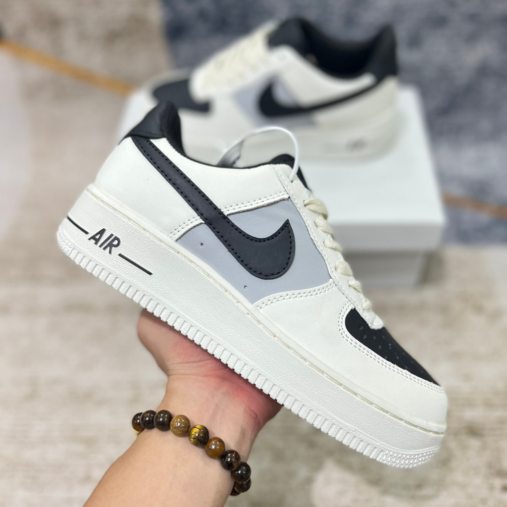 Giày _Nike Air Force 1 mũi đen nam nữ, giày AF1 White Black bản S.Cấp Trung