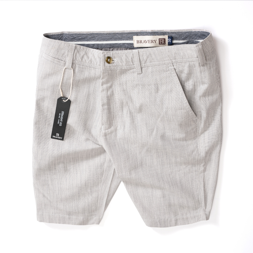 Quần short linen Strips, quần short nam màu kem chất vải linen chuẩn form, mềm mịn sang trọng thanh lịch - MENLUK