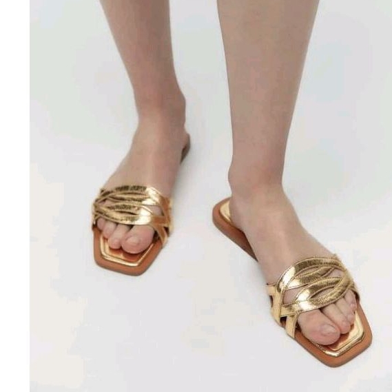 Dép thời trang nữ Zar.a hở ngón màu vàng sáng đẹp, dép Lê đế bệt, xăng đan đế bằng đi chơi, đi tiệc, mang hàng ngày