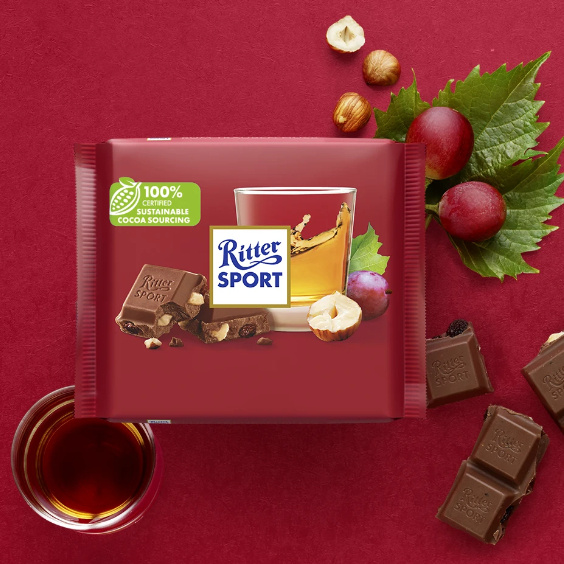Combo 02 Socola RUM JAMAICA nhập khẩu nước Đức, Ritter Sport, 2x100g