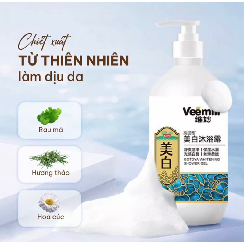 Sữa tắm Veemill trắng sáng da, mịn màng, mượt da 500ml