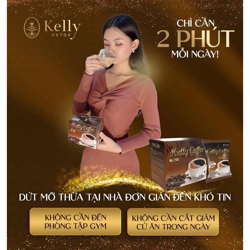 ( KELLY COFFE cải tiến tặng kèm detox rau củ ) Giảm cân cà phê Diet vip mẫu cải tiến