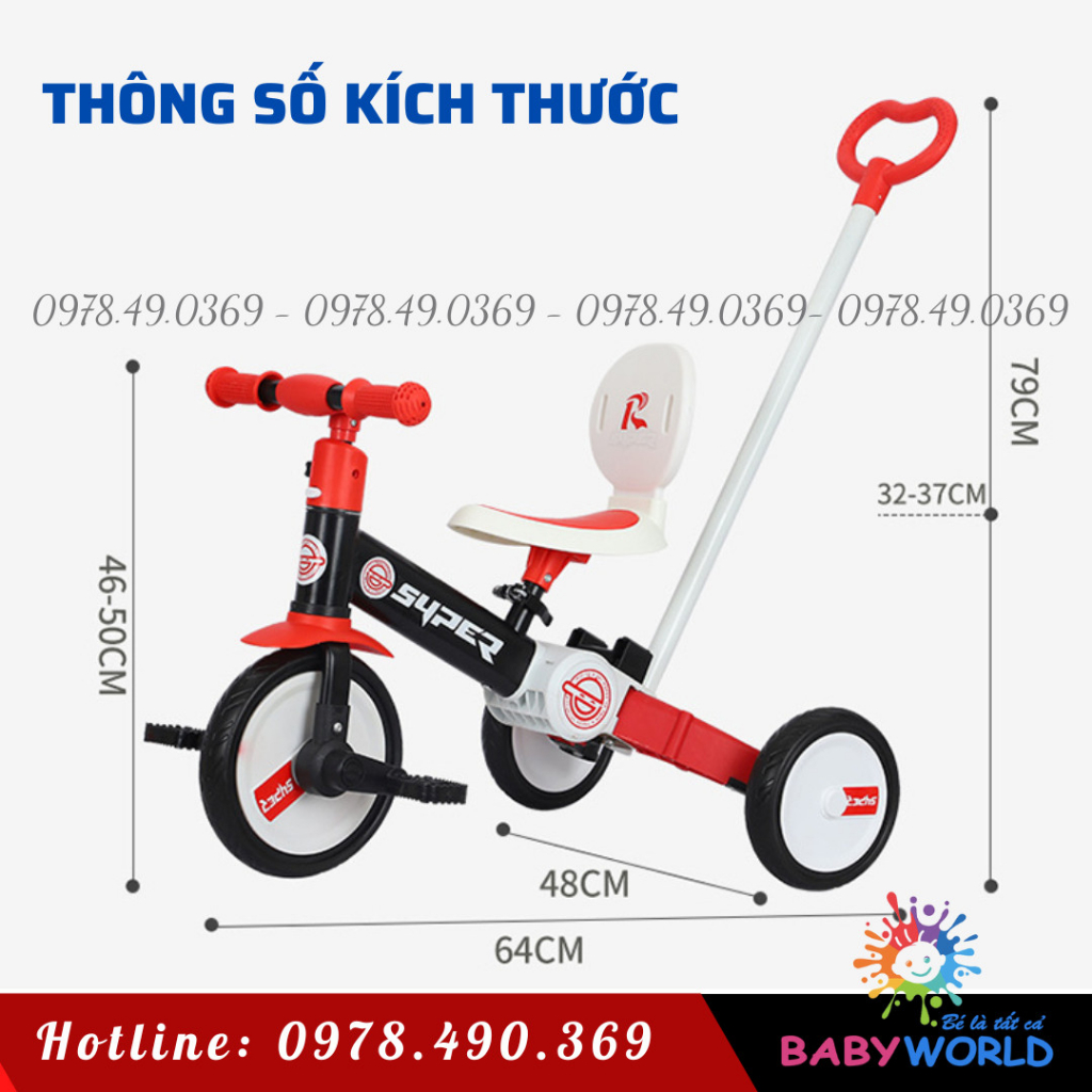 Xe Chòi Chân, Xe Đạp Ba Bánh, có cán đẩy , đa năng 4in1 - Mẫu Mới, Hàng Đẹp🌸FREESHIP🌸