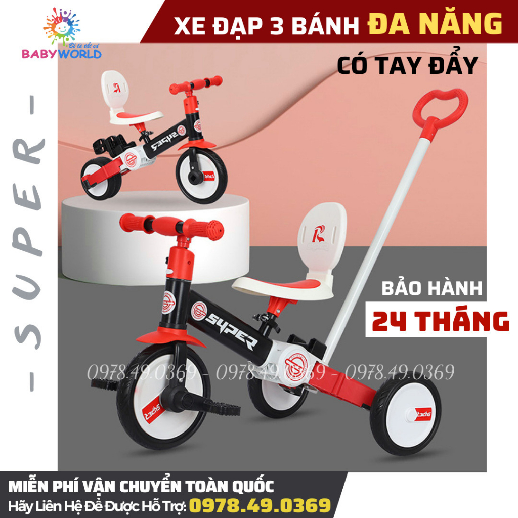 Xe Chòi Chân, Xe Đạp Ba Bánh, có cán đẩy , đa năng 4in1 - Mẫu Mới, Hàng Đẹp🌸FREESHIP🌸