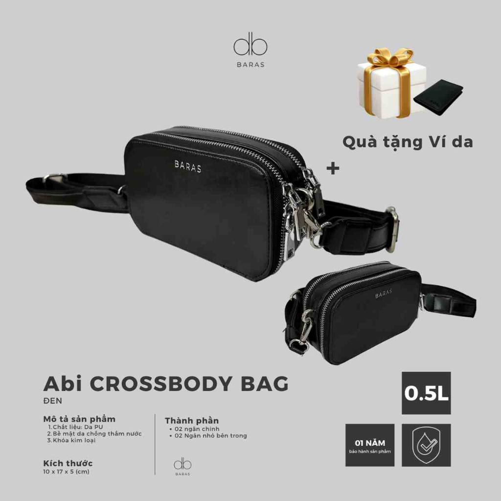 Túi đeo chéo da nam nữ - Abi Mini Bag - BARAS VIETNAM - Túi đeo chéo thời trang