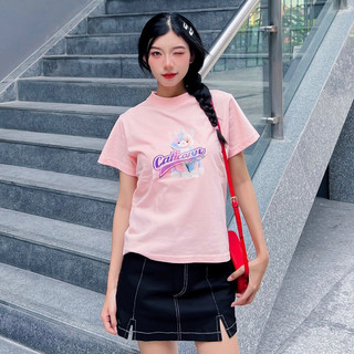 UPZ Áo Thun Baby Tee Tay Ngắn In Hoạ Tiết Mèo Kỳ Lân Caticorn (Hồng)