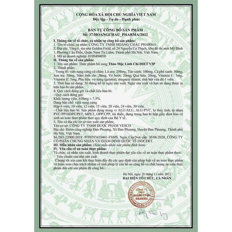 DIET VIP GIẢM CÂN DẠNG VIÊN DIET VIP