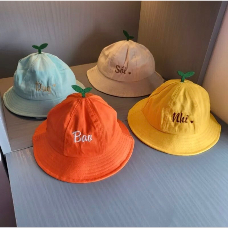 Mũ mầm thêu tên cho bé