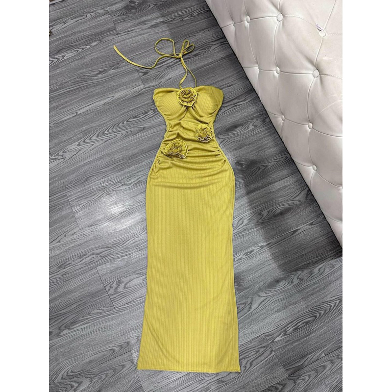 Đầm Thun Body Đính Hoa Buộc Dây Gợi Cảm Sang Chảnh Tôn Dáng Hàng Free Size M662