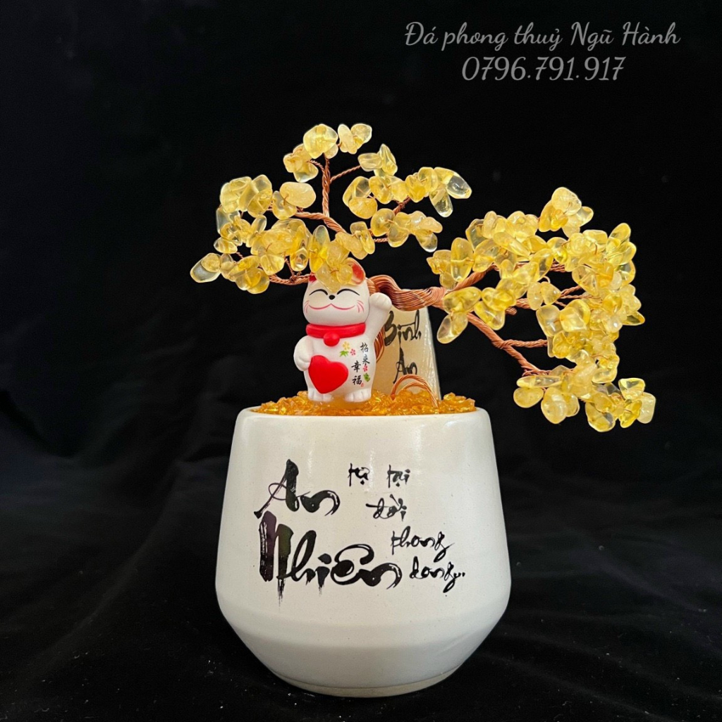 Cây đá phong thủy, cây đá vụn để bàn siêu đẹp - Cao 20cm