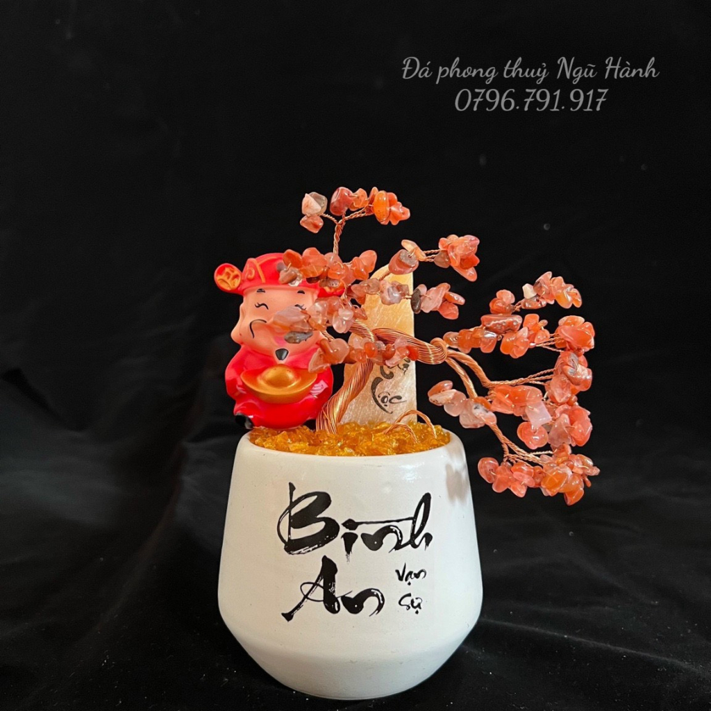 Cây đá phong thủy, cây đá vụn để bàn siêu đẹp - Cao 20cm