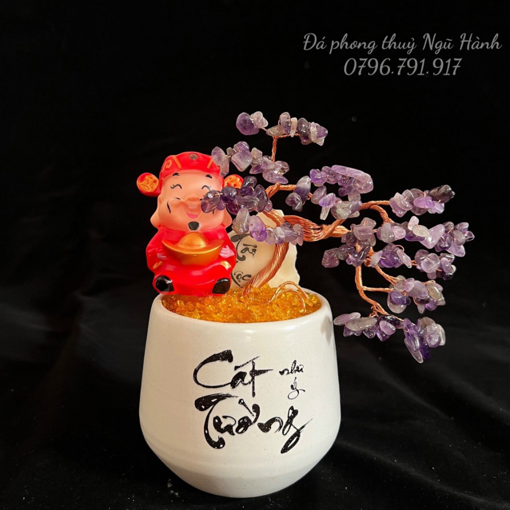 Cây đá phong thủy, cây đá vụn để bàn siêu đẹp - Cao 20cm