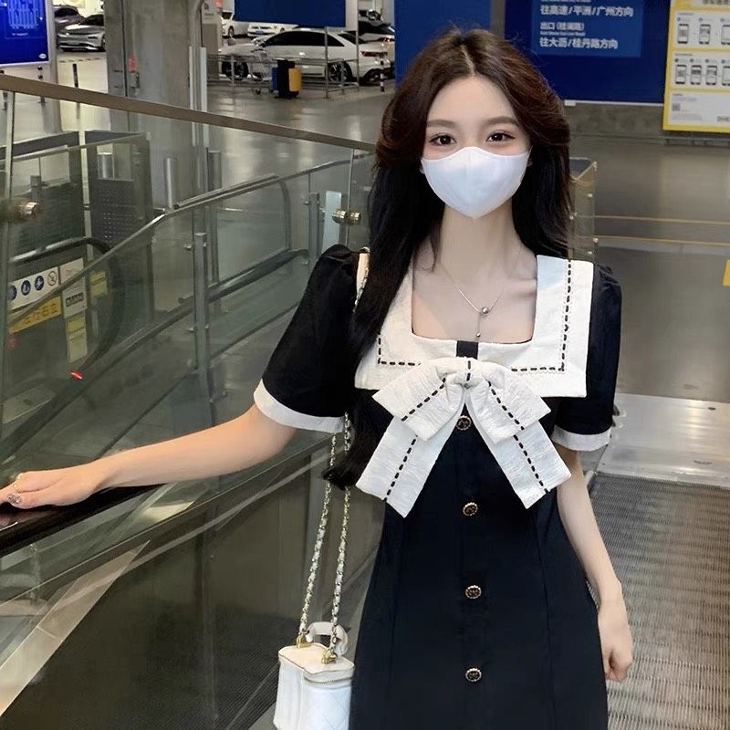 Váy Tiểu Thư Dáng Dài Nơ Ngực