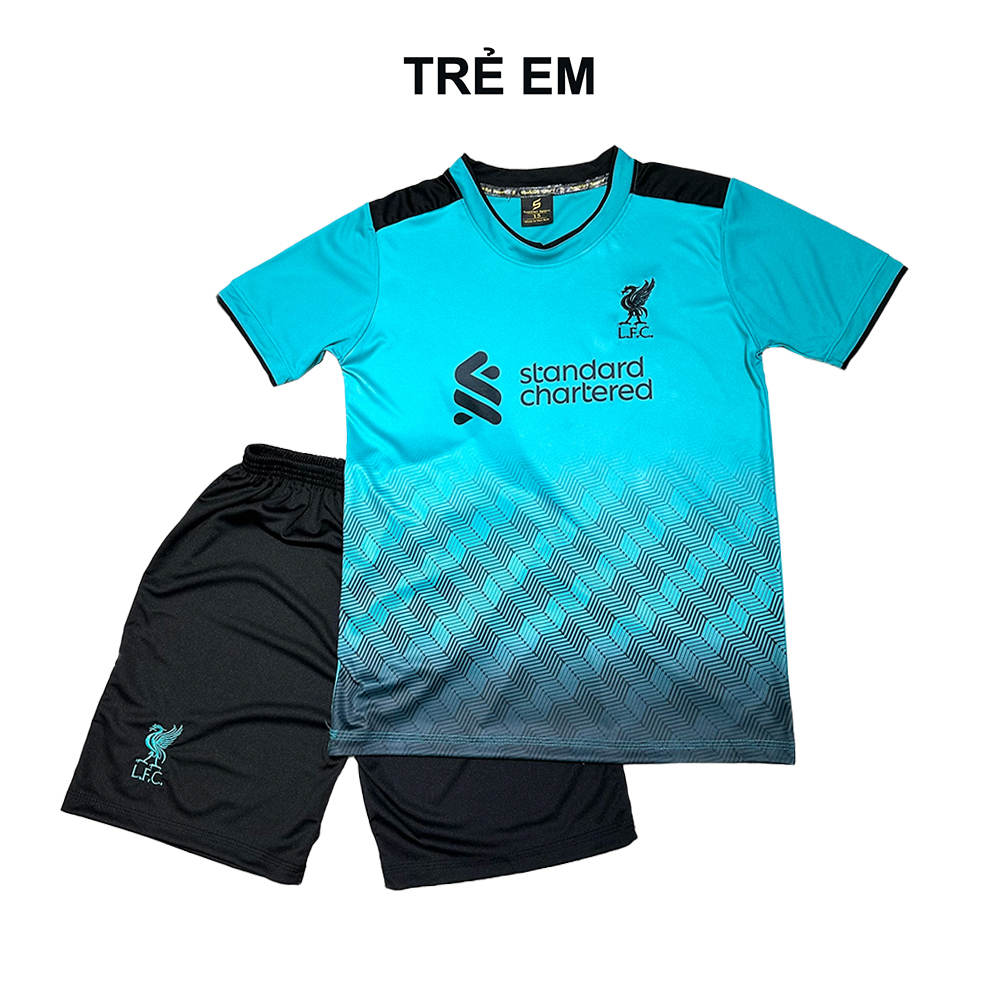 Quần Áo Bóng Đá Trẻ Em, Đồ Đá Banh Cho Bé Liverpool Xanh Lý Cao Cấp Không Nhăn Không Xù Lông Thể Thao Đương Đại