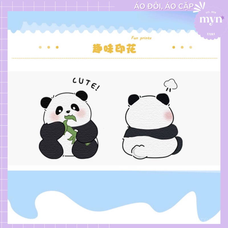 Áo thun cặp đôi nam nữ form rộng tay lỡ unisex, áo cặp bạn thân vải cotton mẫu gấu trúc Panda dễ thương