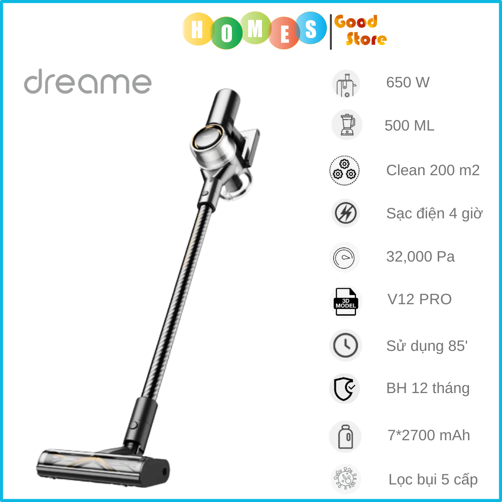 [hỏa tốc] máy hút bụi không dây Xiaomi dreame v12 pro - bản qt - lực hút cực khủng 32,000 pa công suất 650 w - bh 12t