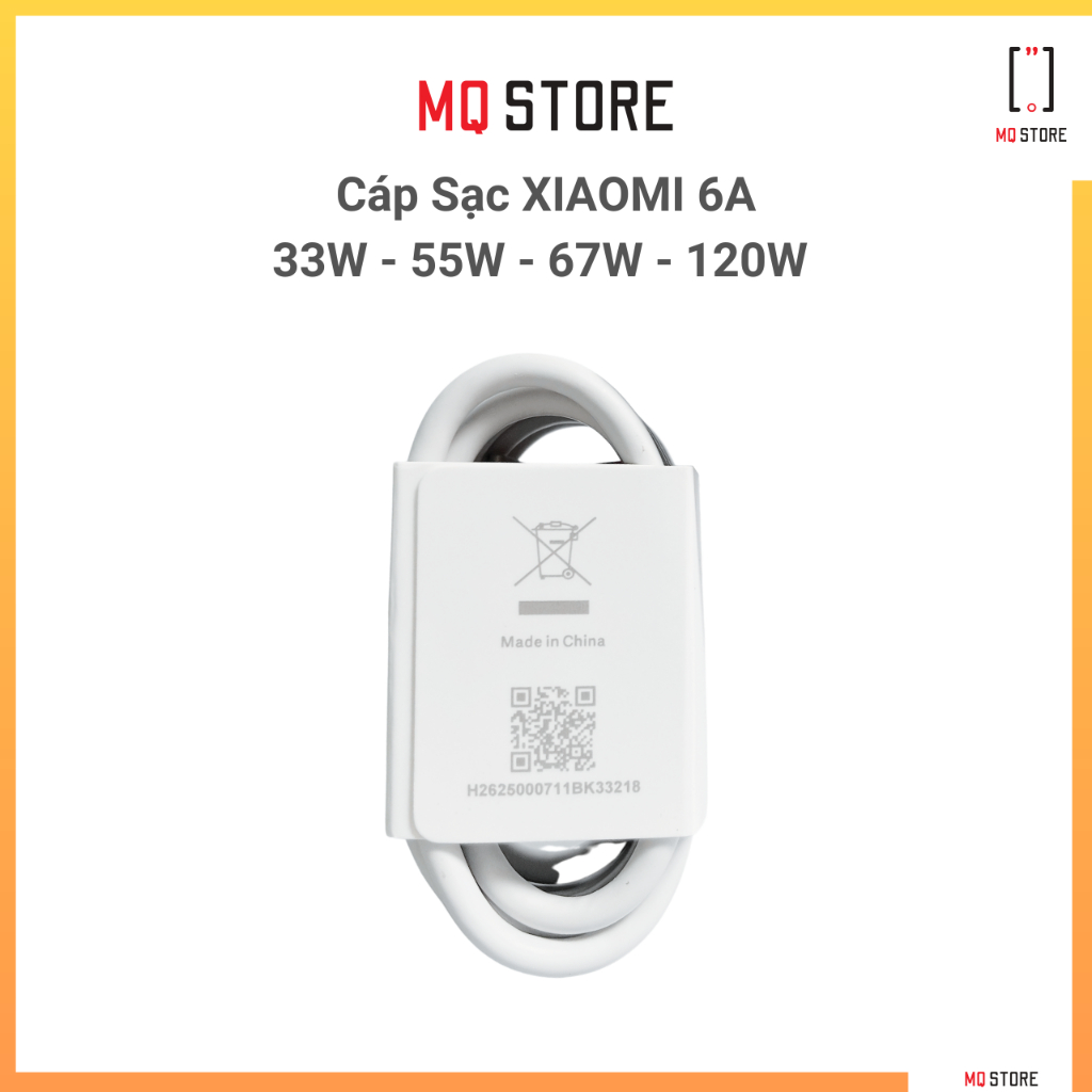 Cáp sạc nhanh Type C, dây sạc nhanh Xiaomi 6A Chính Hãng 33W - 55W - 67W - 120W chuẩn Mi Turbo Charge