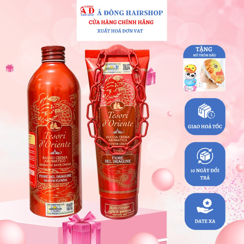 [+Tặng mũ trùm] Sữa tắm nước hoa Thanh Long Tesori' D Oriente Dragon Shower Rồng Đỏ cực thơm(ITALY)