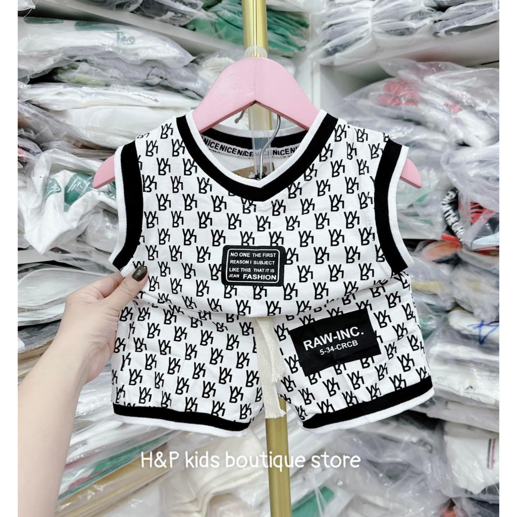 SALE_Bộ cotton tàu bo gấu siêu ngầu cho bé, chất cotton tàu thấm hút mồ hôi_Thoitrangbeyeu J&B Kids