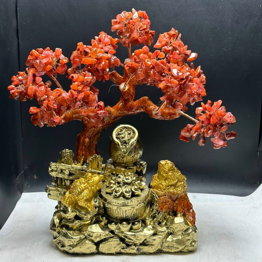 Cây Tài Lộc trang trí tiểu cảnh thiềm thừ + bát tụ bảo - Cao 30cm