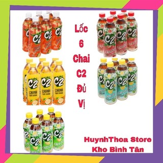 Đủ vị _ lốc 6 chai trà c2 455ml vị chanh/ đào/ dưa lưới bạc hà/ chanh tuyết bạc hà/ dâu anh đào