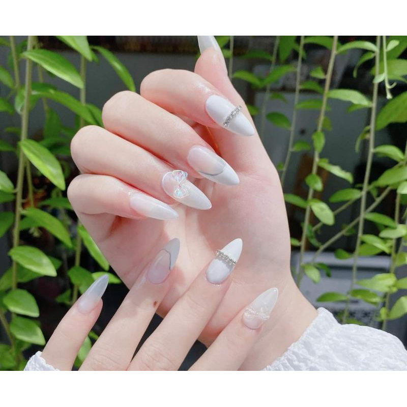 Móng tay giả thiết kế thủ công đính nơ nhẹ nhàng chỉ 55k