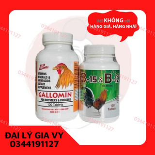 Gallomin & b15-b12 - combo mỗi hộp 100 viên gallomin + b15 b12 dinh dưỡng nuôi gà chế độ đá