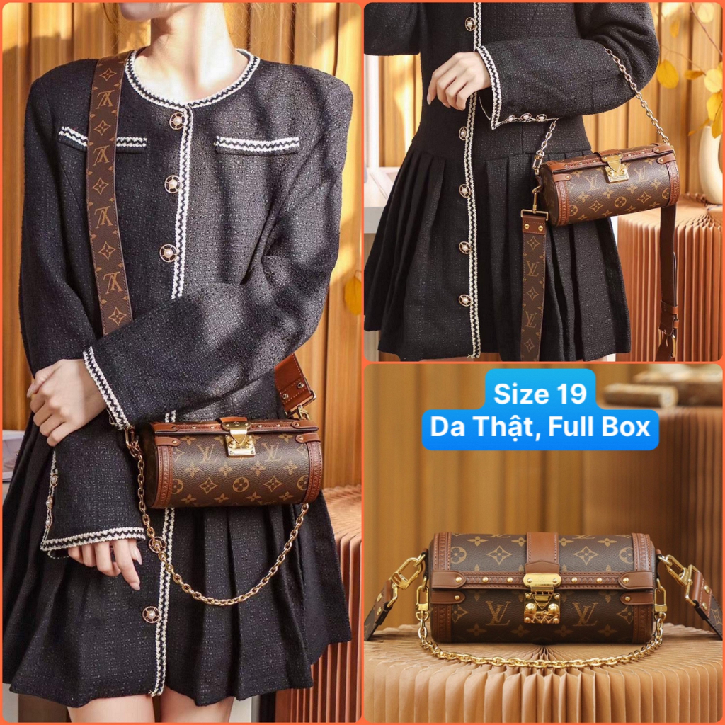 Túi Trống Unisex Nam Nữ LV Papillon Trunk Da Thật Full Box (NHẮN TRƯỚC SHOP KIỂM KHO)