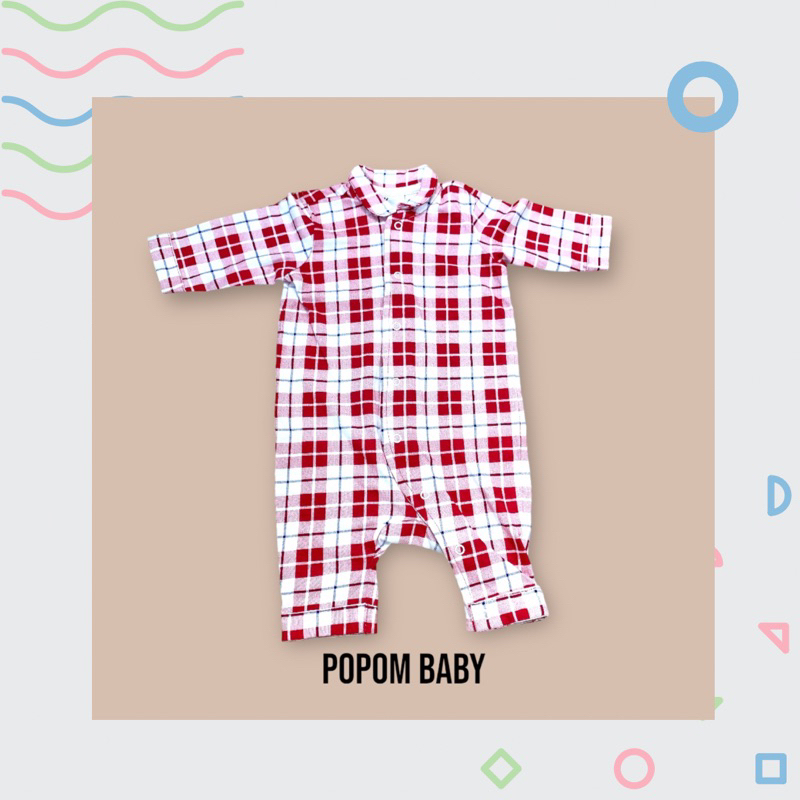 Bộ body cổ sơ mi bé trai ⚡ HÀNG XUẤT XỊN ⚡ Bộ liền thân cổ sơ mi kẻ caro đỏ chất cotton xuất dư siêu xịn