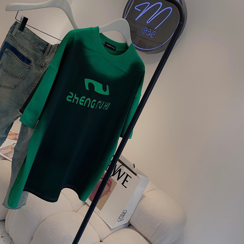 Áo phông loang phối màu form rộng giấu quần hàng QCCC