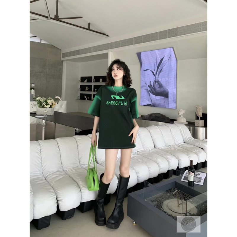 Áo phông loang phối màu form rộng giấu quần hàng QCCC