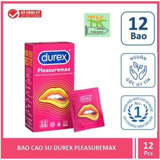 Bao cao su Durex Pleasuremax gân gai, size 56mm, 12 bao/hộp