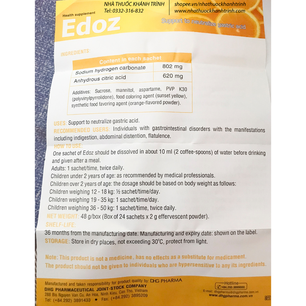 Bột sủi Edoz giảm đau NHANH do loét dạ dày