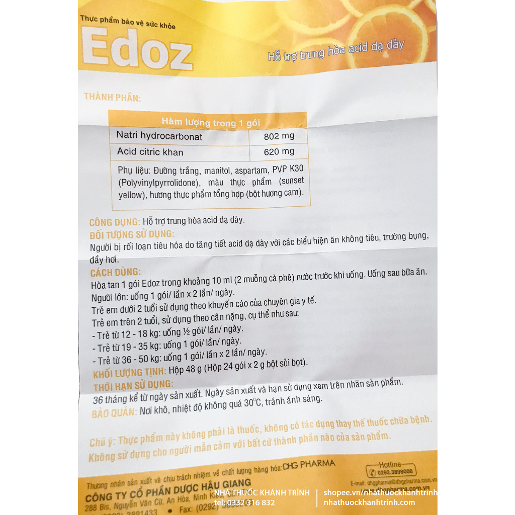 Bột sủi Edoz giảm đau NHANH do loét dạ dày