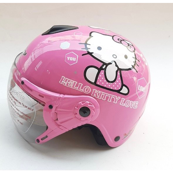 Mũ bảo hiểm cho bé Hello Kity có kính - siêu xinh - Dành cho bé từ 2 đến 15 tuổi - V&S Helmet -bảo hành 12 tháng