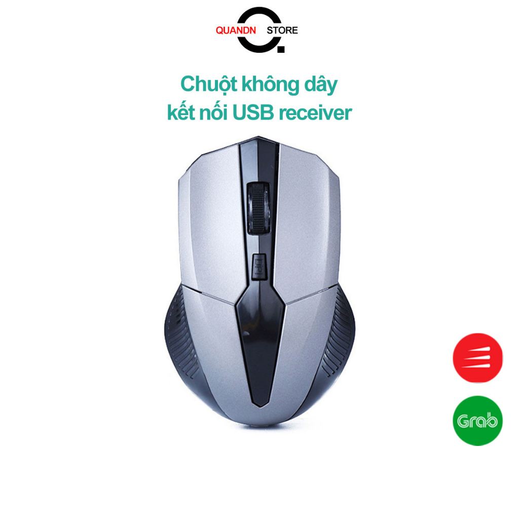 Chuột máy tính không dây 2.4GHz dành cho máy tính (Xám - Đen)